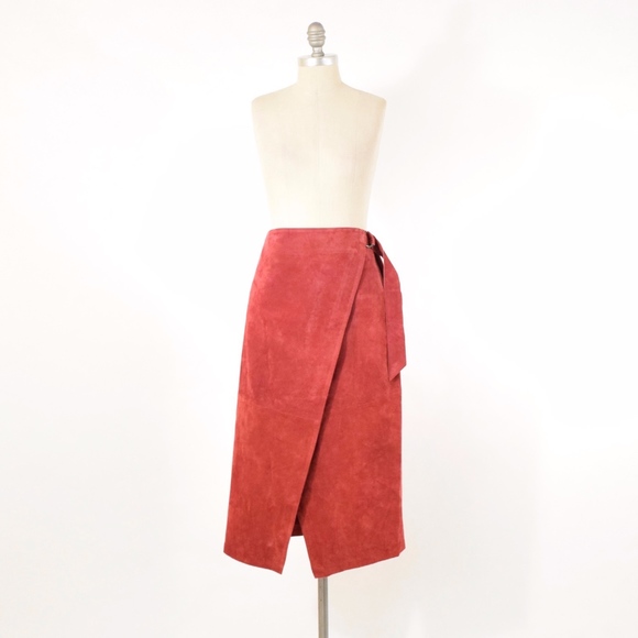 ASOS Dresses & Skirts - ❌SOLD❌NWT ASOS Red Suede Leather Midi Pencil Skirt